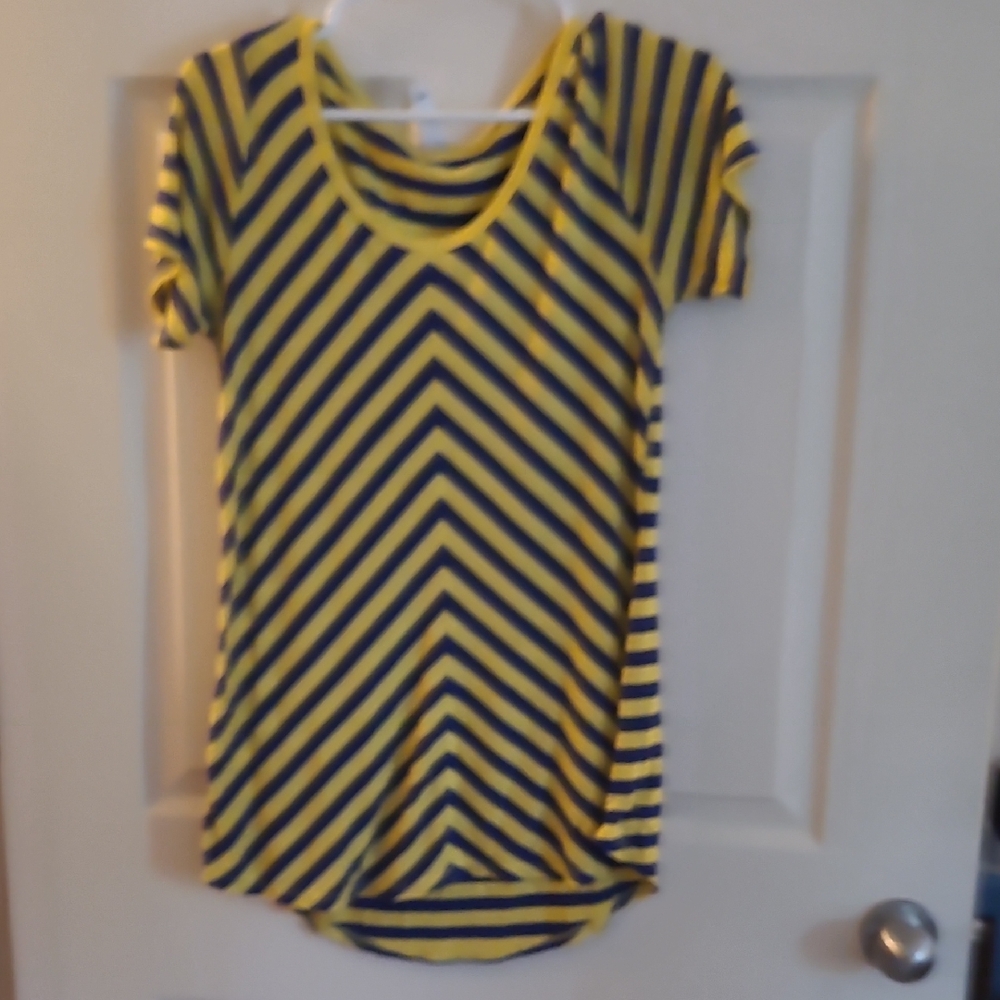 Lularoe Yellow and Blue Striped T-Shirt